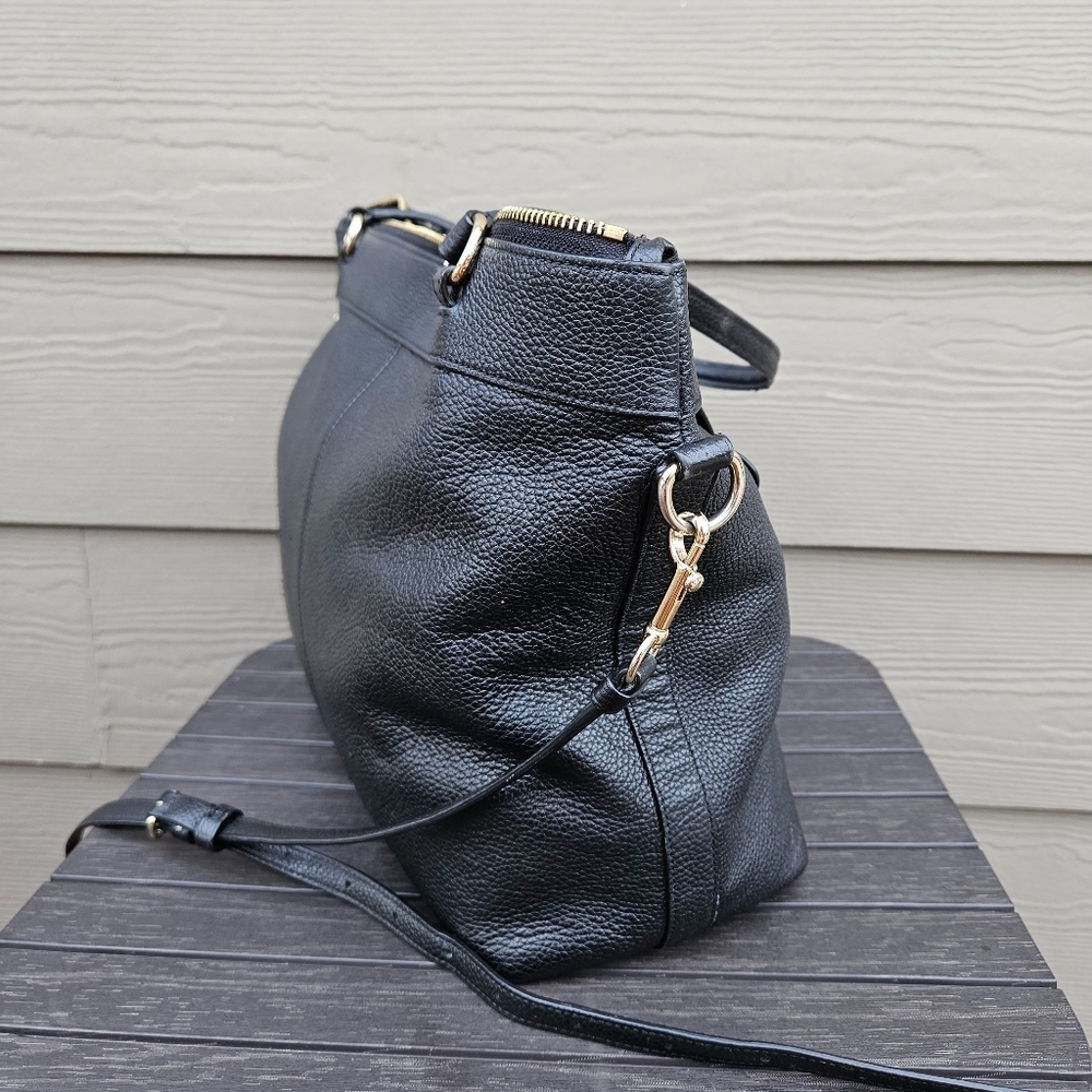 Coach Black Leather Tote with Gold Hardware - Picture 7 of 16